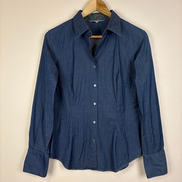 Robert Talbott Blue Chambray Button Down Shirt Office Quiet Luxury - Picture 1 of 6